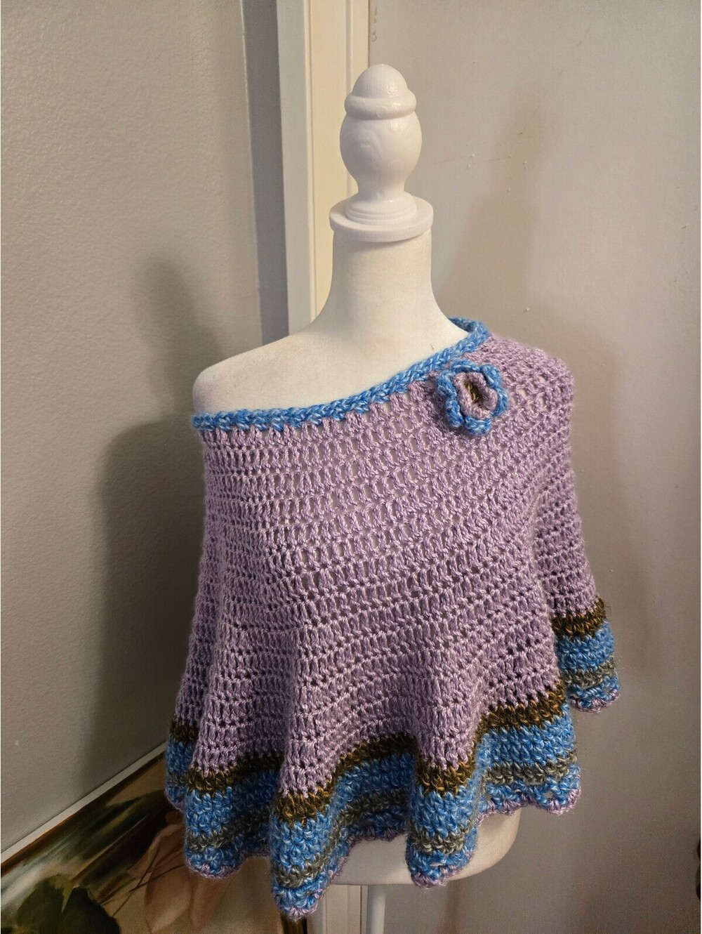 Handmade lavender Floral knitted Pancho skirt size XS
